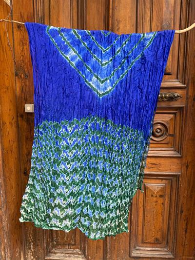 Shibori Fular - Saç Mavi | Çimen Yeşili