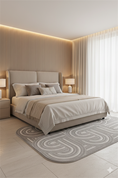 Geometrik Desenli Özel Kesimli Modern Halı – Gri Tonlar