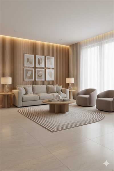 Geometrik Şekilli Özel Kesimli Dekoratif Modern Halı – Krem Bej