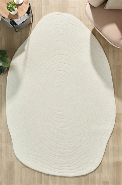 Modern Krem Amorf Halı | Dekoratif Salon, Oturma Odası ve Yatak Odası Halısı