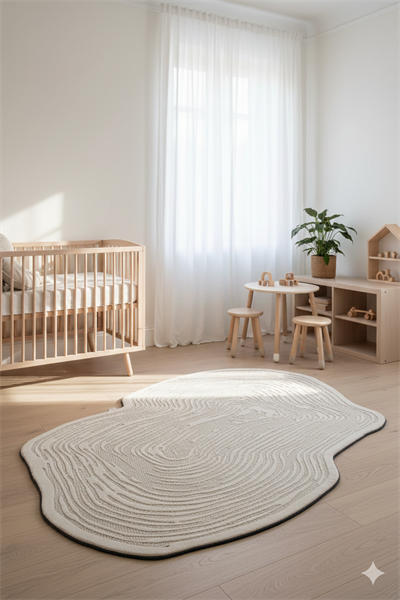 Şekilli Özel Kesimli Dekoratif Modern Halı – Krem
