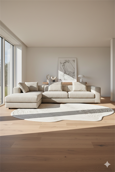 Şekilli Özel Kesimli Dekoratif Modern Halı – Krem