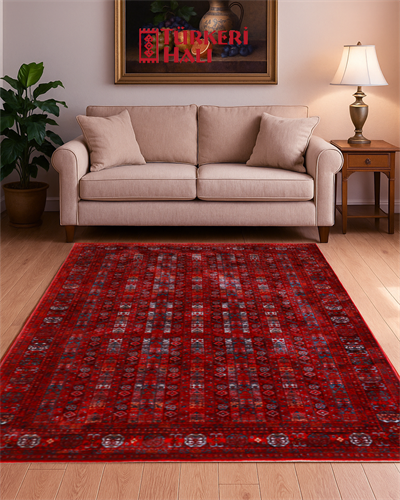 7-24 Bordo Klasik Yolluk Halı Özel Ölçü Seçenekli, Toz Tutmayan Antistatik Yapı Kaymaz Pamuk Tabanlı Makine Dokuması ile Uzun Ömürlü Kullanım