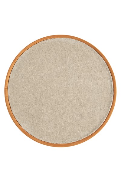 Bali Serisi Bordürlü Yuvarlak Halı Bej Taba Süet Kenarlı Mikrofiber Yumuşak Salon Halısı