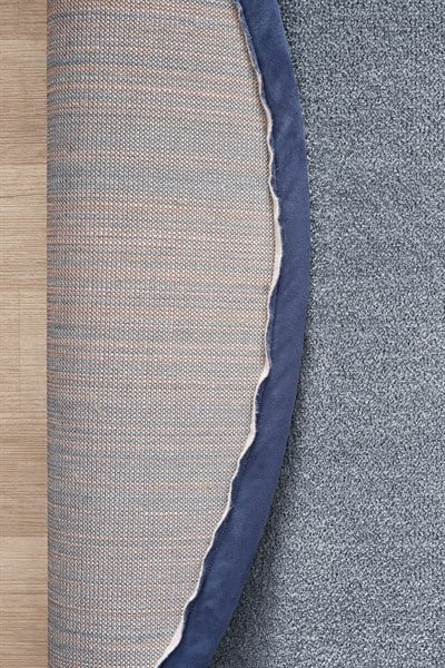 Bali Serisi Bordürlü Yuvarlak Halı Gri Lacivert Süet Kenarlı Mikrofiber Yumuşak Salon Halısı