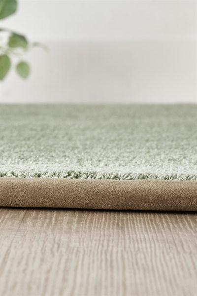 Bali Serisi Bordürlü Yuvarlak Halı Yeşil Vizon Süet Kenarlı Mikrofiber Yumuşak Salon Halısı
