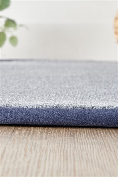 Bali Serisi Bordürlü Yuvarlak Halı Gri Lacivert Süet Kenarlı Mikrofiber Yumuşak Salon Halısı