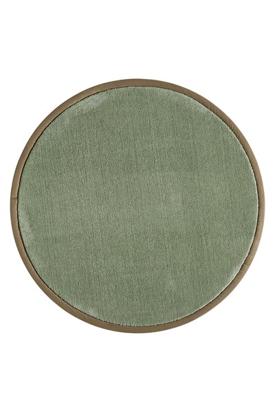 Bali Serisi Bordürlü Yuvarlak Halı Yeşil Vizon Süet Kenarlı Mikrofiber Yumuşak Salon Halısı