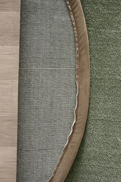 Bali Serisi Bordürlü Yuvarlak Halı Yeşil Vizon Süet Kenarlı Mikrofiber Yumuşak Salon Halısı