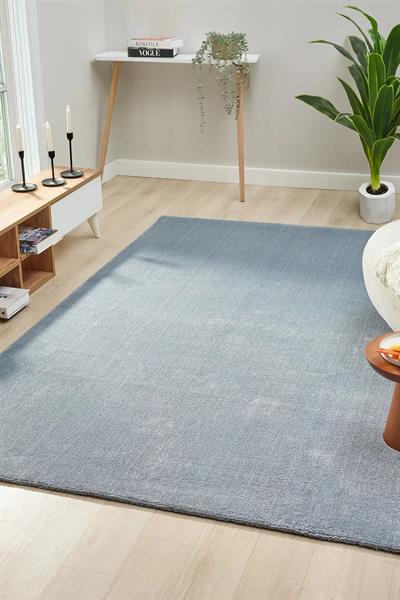 Bali Serisi Mavi Mikrofiber Antialerjik Düz Renk Halı