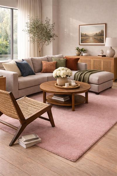 Bali Serisi Pudra Mikrofiber Antialerjik Düz Renk Halı