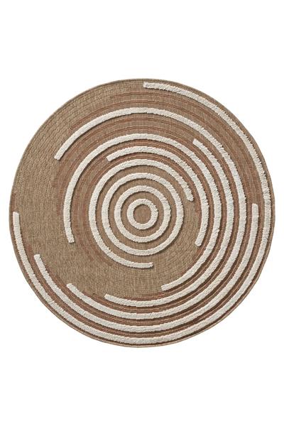 Yuvarlak Jüt Halı – Kabartma Desenli Doğal Modern Halı