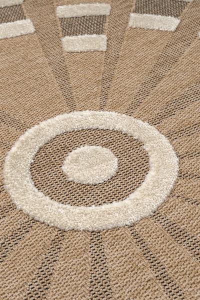 Yuvarlak Jüt Halı – Kabartma Segment Desenli Doğal Modern Halı