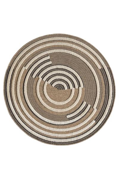 Yuvarlak Jüt Halı – Modern Geometrik Desenli Doğal Halı