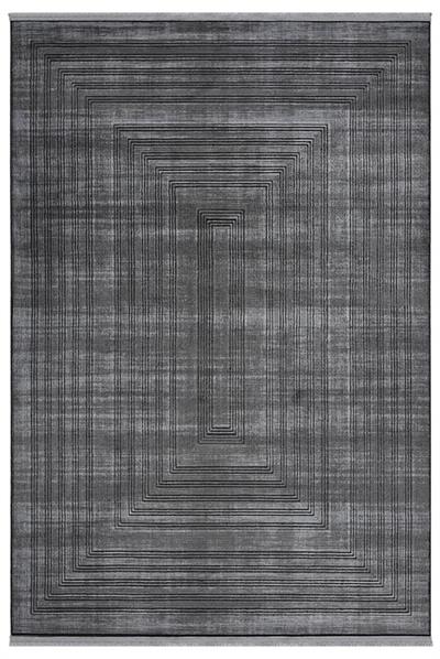 Edge Serisi Antrasit Modern Salon Halısı – Çerçeve Çizgi Desenli Akrilik Halı