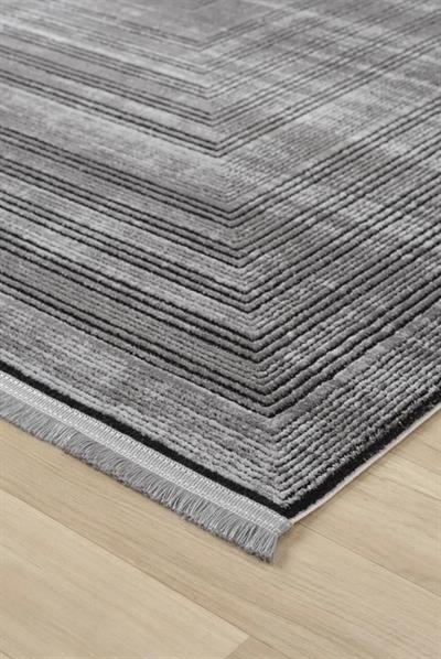 Edge Serisi Antrasit Modern Salon Halısı – Çerçeve Çizgi Desenli Akrilik Halı