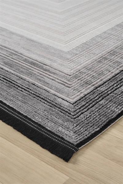 Edge Serisi Gri Antrasit Modern Salon Halısı – Çerçeve Desenli Akrilik Halı