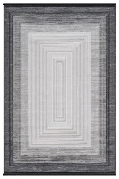 Edge Serisi Gri Antrasit Modern Salon Halısı – Çerçeve Desenli Akrilik Halı