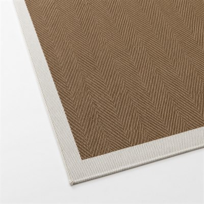 Lino 3301 Kahverengi Krem Bordürlü Balıksırtı Halı