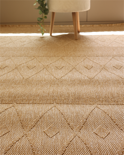 Loopy Bej Etnik Desenli Halı Doğal Görünümlü Modern Bohem Stil Pamuk Taban Kaymaz Yüzey Toz Tutmayan Makine Dokuma Özel Ölçü Uyumlu