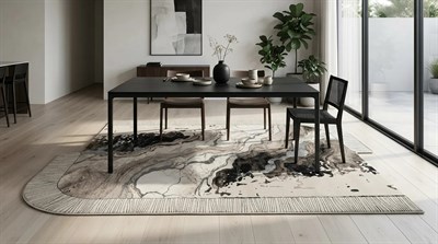 Modern Krem Gri Salon Halısı Mermer Desenli Luxora LX005