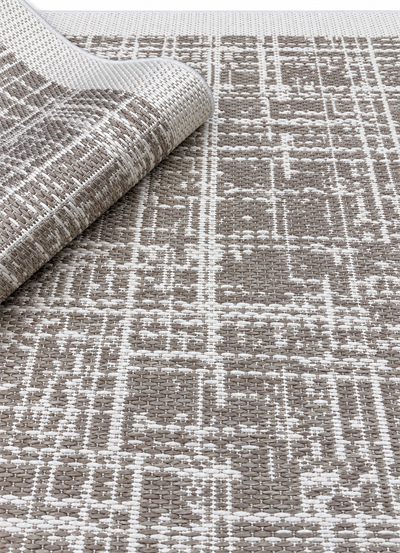 Matrix Serisi Bej Krem Geometrik Desenli Sisal Dokulu Modern Halı