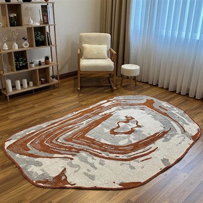 Moretti Amorf Kiremit Gri Modern Salon Halısı – Organik Kesim Dekoratif Halı