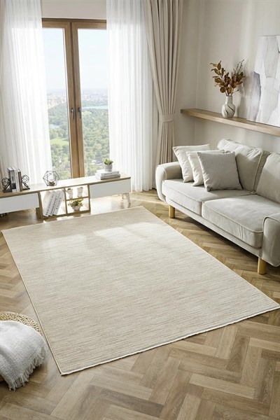 Olivia Serisi Modern Krem Düz Desen Dokuma Halı