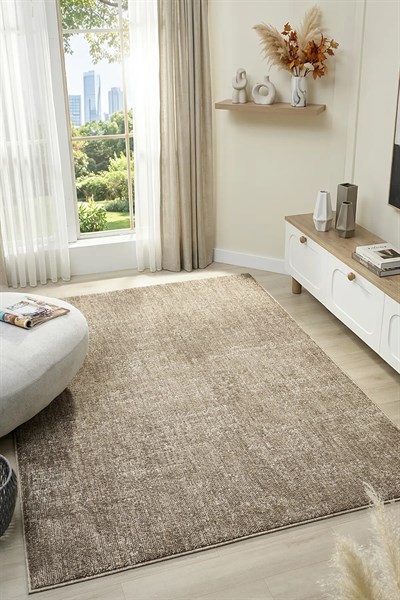 Pearl - Earth Modern Soyut Eskitme Kahverengi Vizon Halı