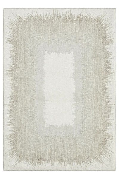 Pearl - Glow Eskitme Çerçeveli Açık Krem Modern Salon ve Odası Halısı