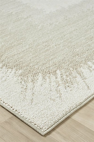 Pearl - Glow Eskitme Çerçeveli Açık Krem Modern Salon ve Odası Halısı