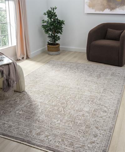 Peru Modern Eskitme Bej Halı – Antialerjik & Dayanıklı