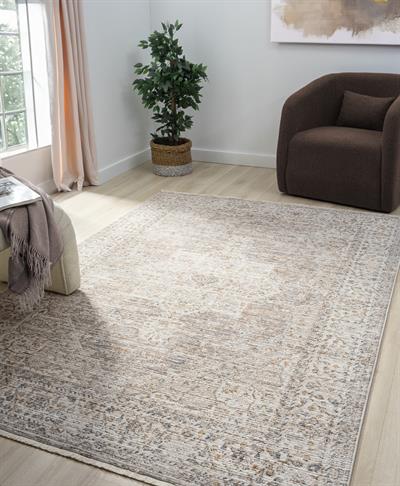 Peru Linen Bej Doğal Eskitme Halı – Antialerjik