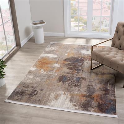 Asır Serisi Modern Soyut Desenli Gri & Kahverengi Halı – Kolay Temizlenen, Şık ve Dayanıklı