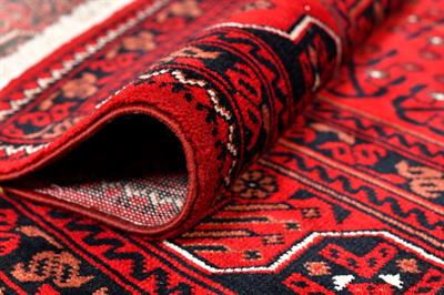 Bambos Plus 901 Kırmızı Yün Ve Bambu Ile Özel Tezgahlarda Üretilen Afgan Halısı Desenli