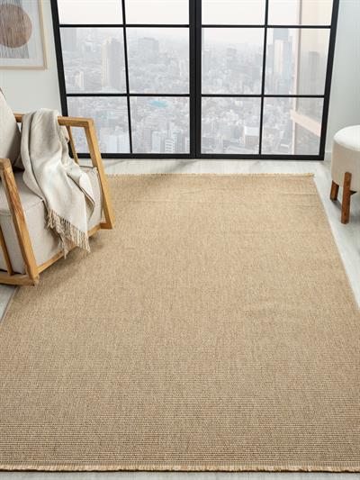 Bombay Serisi Doğal Hasır Görünümlü Püsküllü Halı Bohem Yıkanabilir Halı