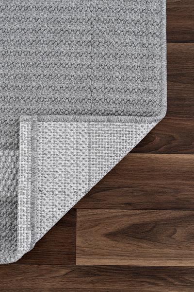 Monard El Dokuma Formunda Gri Düz Dokulu Halı – Antialerjik, Toz Yapmayan, Kolay Temizlenir