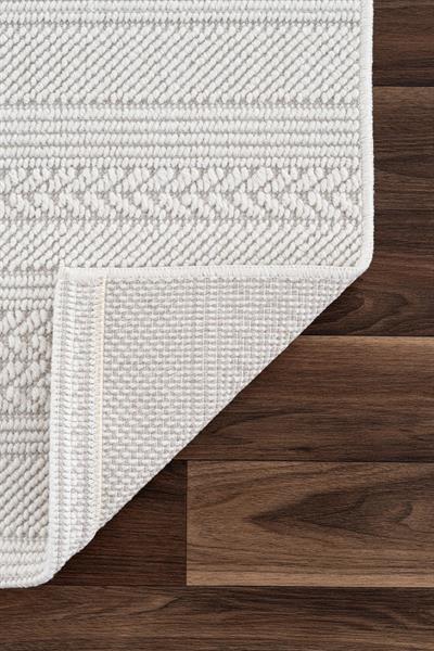 Monard El Dokuma Formunda Krem Dokulu Dekoratif Halı – Antialerjik, Toz Yapmayan, Kolay Temizlenir