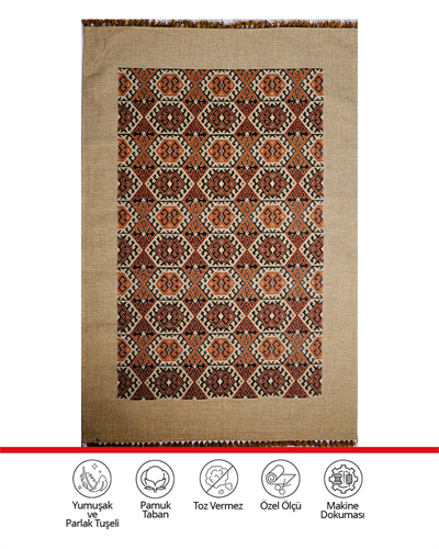 Etnik Serisi Bej Tabanlı Geometrik Desenli Halı – Doğallığın Şıklıkla Buluştuğu Yorum