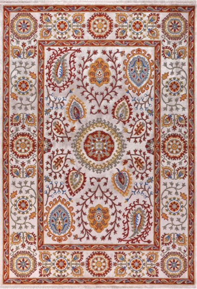 Funky 801 Stone Yün Halı | Krem Zemin Geleneksel Desen (Yuvarlak & Dikdörtgen)