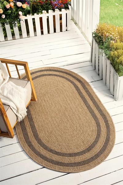 Oval Jüt Halı Doğal Hasır Bohem Tasarım
