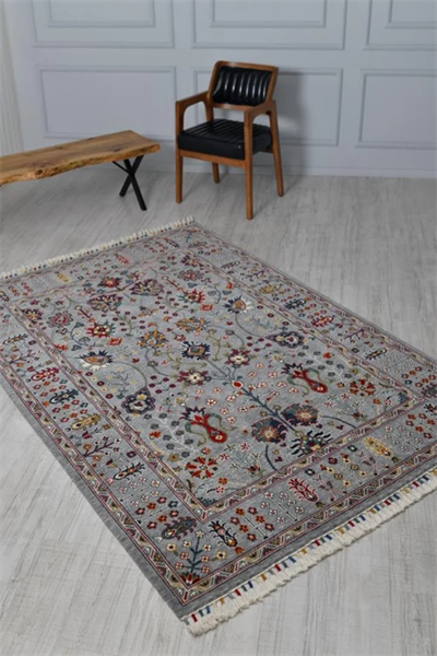 Sultani 805 Gri Yün Halı | Uşak Desen Klasik Salon Halısı