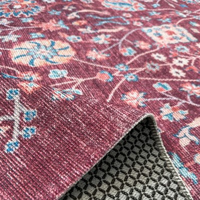 Twist Serisi Bordo Renkli Otantik Tarz Halı Etnik  Modern Uyum