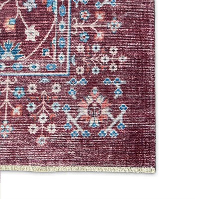 Twist Serisi Bordo Renkli Otantik Tarz Halı Etnik  Modern Uyum