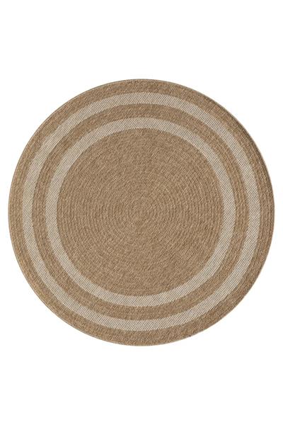 Yuvarlak Jüt Halı Çift Halkalı Doğal Hasır Model