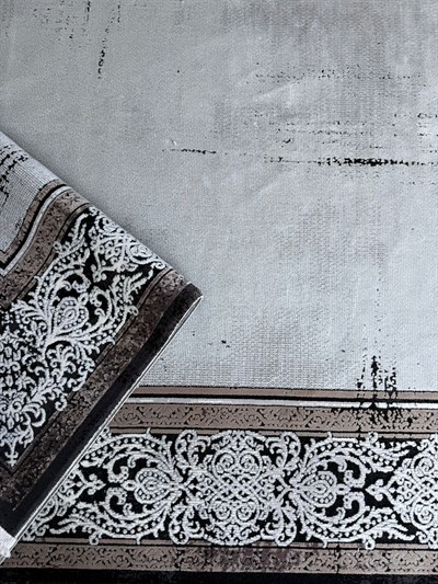 İpek Halı Rivenna 18208 Modern Çerçeveli Gri Halı 160x230