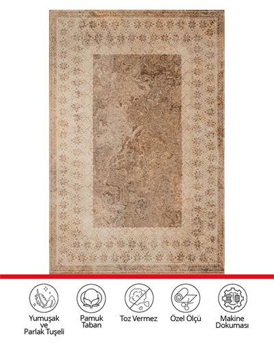 Twist Krem Halı Vintage  Desenli