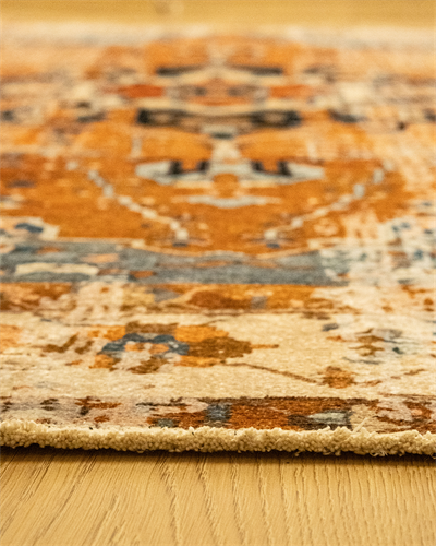 Twist Turuncu Halı  Klasik Orta Motifli Etnik Desenli Yumuşak Dokulu