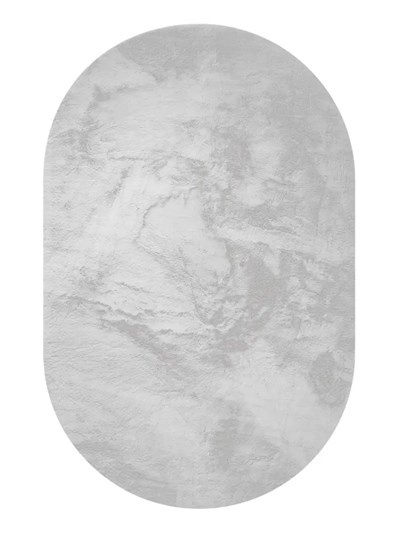 Velora Serisi Gri Oval Tavşan Peluş Halı – Ultra Yumuşak Kaymaz Taban Modern Peluş Halı