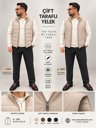 Çift Taraflı Yelek-Bej